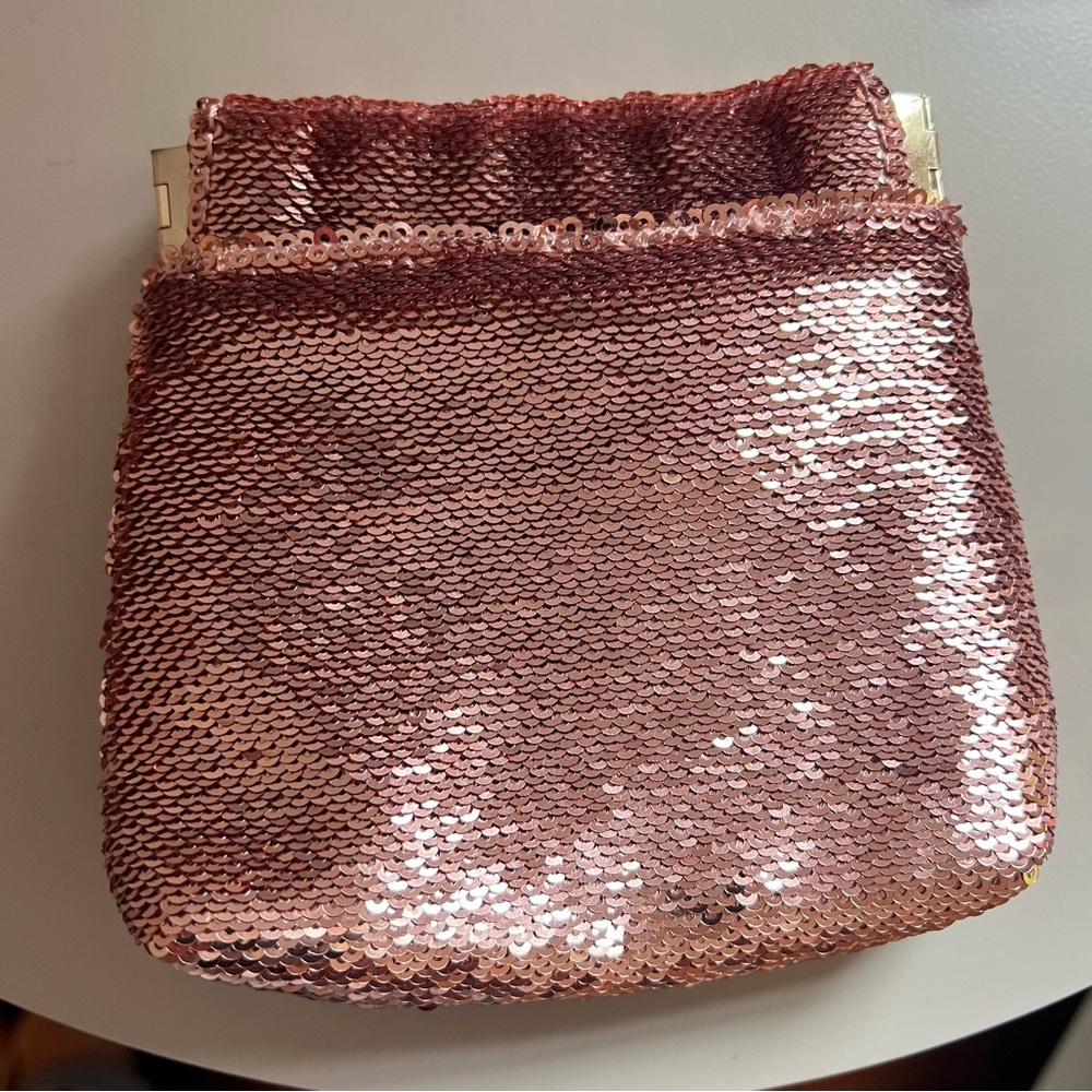 Anthropologie Sequin Rose Gold Evening Clutch